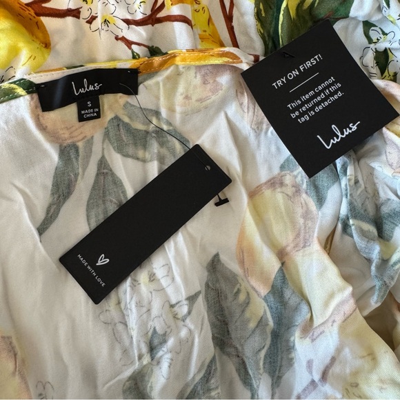 Lulus A La Tart White and Yellow Lemon Print Wrap Dress - Picture 7 of 8